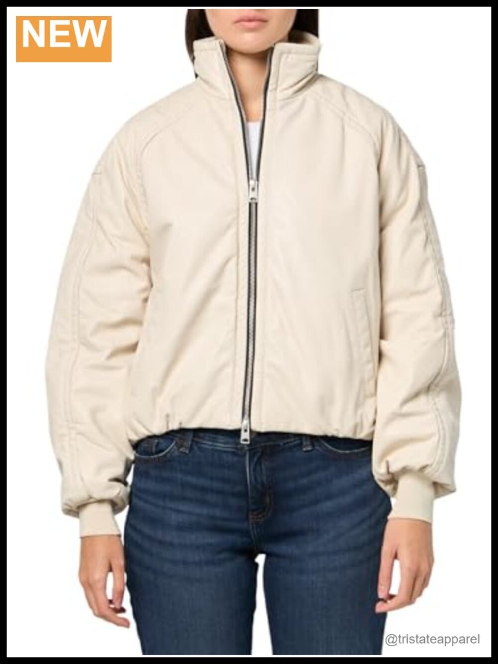 AllSaints Rowan Bomber Leather Jacket Lamb Zipper Slant Pocket